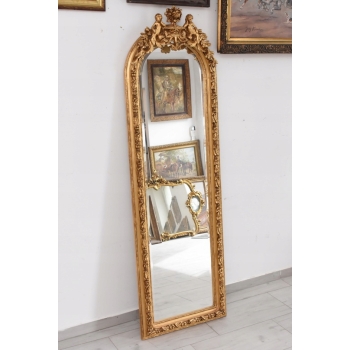 Lustro Długie Wąskie - Secesja Złote - 192 x 61 cm Kryształowe Anioły