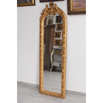 Lustro Długie Wąskie - Secesja Złote - 192 x 61 cm Kryształowe Anioły