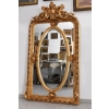 Złote Herbowe Lustro - Amory Anioły - Owal 182 x 101 cm - Francja Unikat