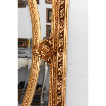 Złote Herbowe Lustro - Amory Anioły - Owal 182 x 101 cm - Francja Unikat