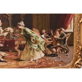 Obraz Francuski - Bal Arystokracja - 103 x 142 cm - Secesyjna Zdobiona Rama