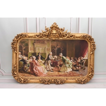 Obraz Francuski - Bal Arystokracja - 103 x 142 cm - Secesyjna Zdobiona Rama