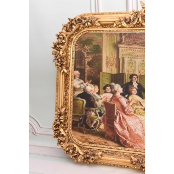 Obraz Francuski - Bal Arystokracja - 103 x 142 cm - Secesyjna Zdobiona Rama