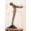 Stojąca Lampa Art Deco - Kobieta z Kulą Figura Rzeźba z Brązu Lampka Klosz