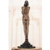 Stojąca Lampa Art Deco - Kobieta z Kulą Figura Rzeźba z Brązu Lampka Klosz