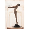 Stojąca Lampa Art Deco - Kobieta z Kulą Figura Rzeźba z Brązu Lampka Klosz