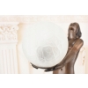 Stojąca Lampa Art Deco - Kobieta z Kulą Figura Rzeźba z Brązu Lampka Klosz
