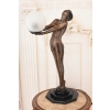 Stojąca Lampa Art Deco - Kobieta z Kulą Figura Rzeźba z Brązu Lampka Klosz