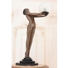 Stojąca Lampa Art Deco - Kobieta z Kulą Figura Rzeźba z Brązu Lampka Klosz