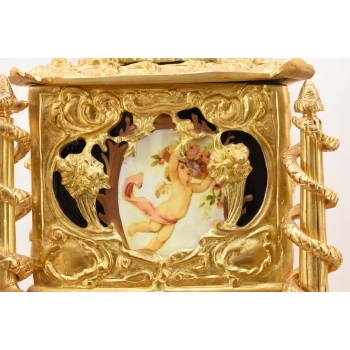 Królewska Szkatuła z Brązu Złoconego - Porcelana + Brąz - Muzealna Unikat