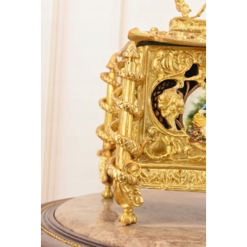 Królewska Szkatuła z Brązu Złoconego - Porcelana + Brąz - Muzealna Unikat