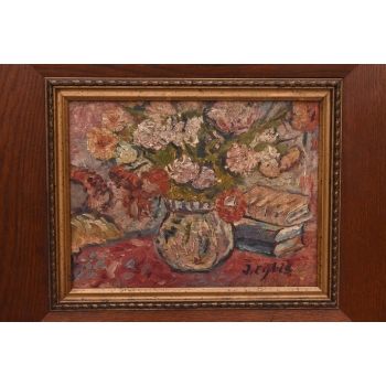 Jan Cybis - Kwiaty w Wazonie - Obraz Olejny Na Desce - Dekoracja