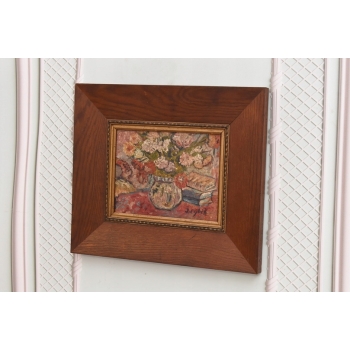 Jan Cybis - Kwiaty w Wazonie - Obraz Olejny Na Desce - Dekoracja