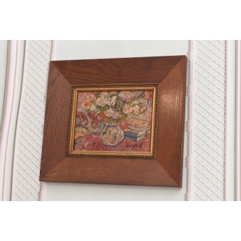 Jan Cybis - Kwiaty w Wazonie - Obraz Olejny Na Desce - Dekoracja