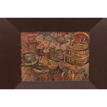 Jan Cybis - Martwa Natura - Kwiaty - Obraz Olejny Na Desce - Dekoracja