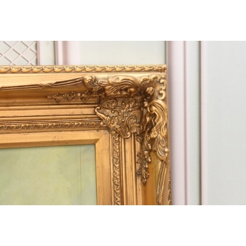 Obraz Olejny Na Płotnie - Kwiaty w Wazonie - Martwa Natura - Złota Rama