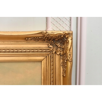 Scena Rodzajowa - Stado Krów Na Pastwisku - Obraz Olejny - Złota Rama