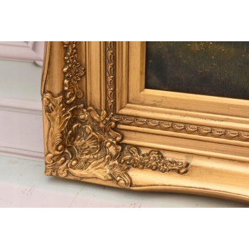 Scena Rodzajowa - Stado Krów Na Pastwisku - Obraz Olejny - Złota Rama