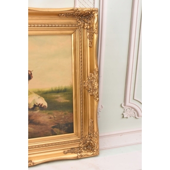 Scena Rodzajowa - Stado Krów Na Pastwisku - Obraz Olejny - Złota Rama