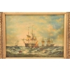Żaglówki Na Wzburzonym Morzu - Marynistyczny Obraz Olejny Statki Złota Rama