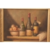 Trzy Butelki Wina - Martwa Natura - Obraz Olejny - Złota Secesyjna Rama