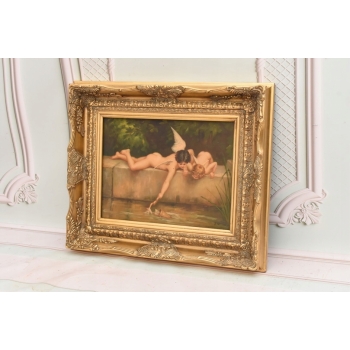 Fischend Amor – Dwa Amory Łowiące Strzały – Anioły Obraz Olejny Złota Rama