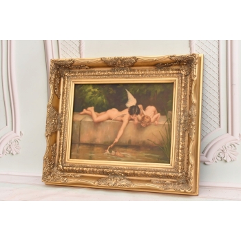 Fischend Amor – Dwa Amory Łowiące Strzały – Anioły Obraz Olejny Złota Rama