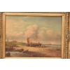 Naprawa Statku Na Brzegu Morza - Marynistyczny Obraz Olejny - Złota Rama