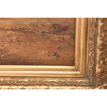 Naprawa Statku Na Brzegu Morza - Marynistyczny Obraz Olejny - Złota Rama