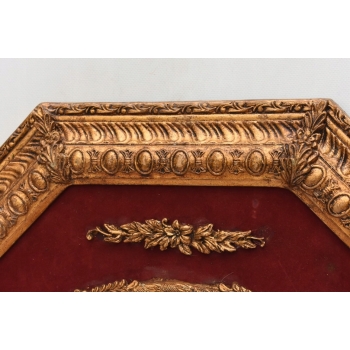 Pałacowy Obraz Na Porcelanie - Złota Rama 8kąt - Medalion Kwiaty Uszkodzona