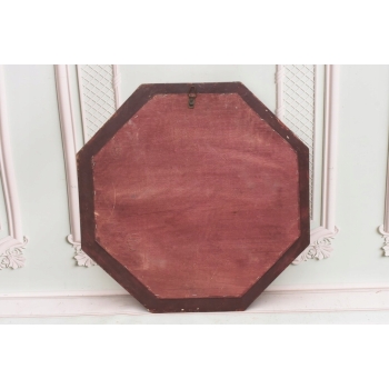 Pałacowy Obraz Na Porcelanie - Złota Rama 8kąt - Medalion Kwiaty Uszkodzona