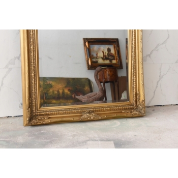 Złote Lustro Długie Wąskie Secesja Złote 169 x 79 cm Kryształowe Drewniane