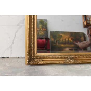 Złote Lustro Długie Wąskie Secesja Złote 169 x 79 cm Kryształowe Drewniane