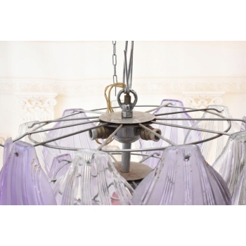 Włoski Żyrandol Murano - Różowe Fioletowe Muszle - Lampa Wisząca Do Salonu