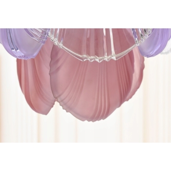 Włoski Żyrandol Murano - Różowe Fioletowe Muszle - Lampa Wisząca Do Salonu