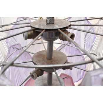 Włoski Żyrandol Murano - Różowe Fioletowe Muszle - Lampa Wisząca Do Salonu