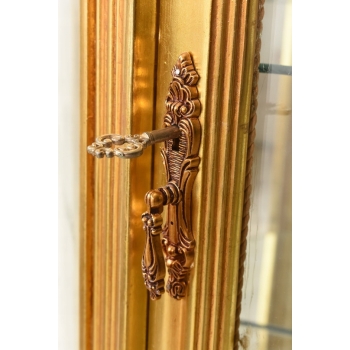 Złota Barokowa Witryna - Gablotka Serwantka Regał - Gięte Szkło - Salon