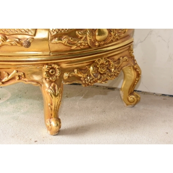 Złota Barokowa Witryna - Gablotka Serwantka Regał - Gięte Szkło - Salon