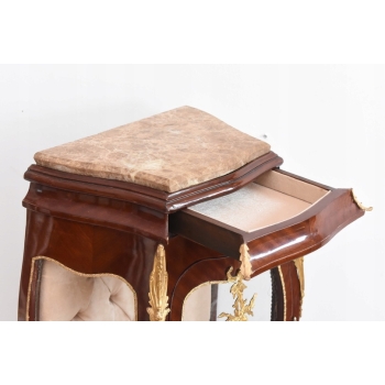 Wspaniała Francuska Witryna Ludwik - Gablota Komoda Ekspozytor - Marmur