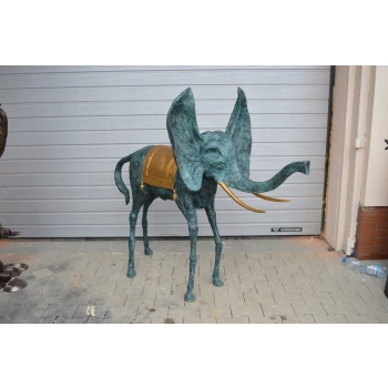 Kosmiczny Słoń - Salvador Dali Style - Figura Rzeźba z Brązu Złoconego