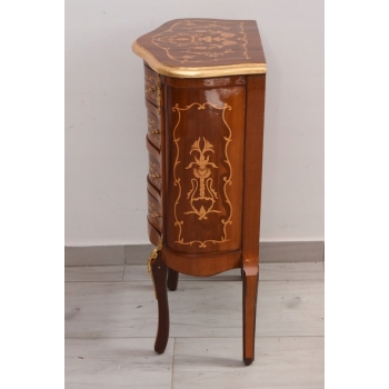 Francuska Komoda Intarsjowana Ludwik - Stolik Nocny - Stolik z Szufladami
