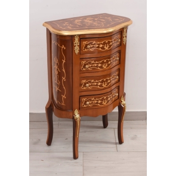 Francuska Komoda Intarsjowana Ludwik - Stolik Nocny - Stolik z Szufladami