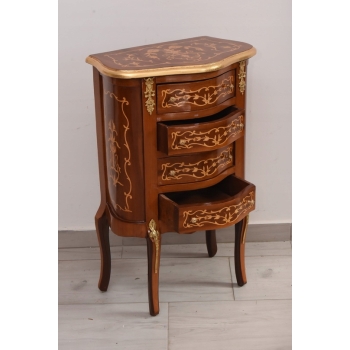 Francuska Komoda Intarsjowana Ludwik - Stolik Nocny - Stolik z Szufladami