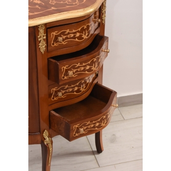 Francuska Komoda Intarsjowana Ludwik - Stolik Nocny - Stolik z Szufladami