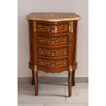 Francuska Komoda Intarsjowana Ludwik - Stolik Nocny - Stolik z Szufladami
