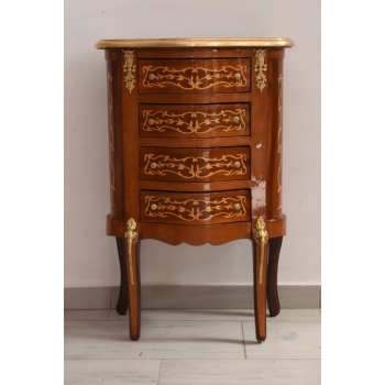 Francuska Komoda Intarsjowana Ludwik - Stolik Nocny - Stolik z Szufladami