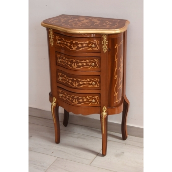Francuska Komoda Intarsjowana Ludwik - Stolik Nocny - Stolik z Szufladami