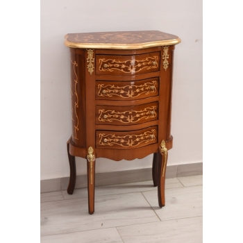 Francuska Komoda Intarsjowana Ludwik - Stolik Nocny - Stolik z Szufladami