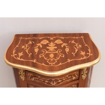 Francuska Komoda Intarsjowana Ludwik - Stolik Nocny - Stolik z Szufladami