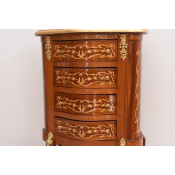 Francuska Komoda Intarsjowana Ludwik - Stolik Nocny - Stolik z Szufladami